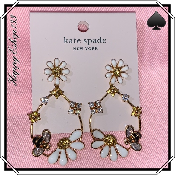 kate spade | Jewelry | Kate Spade Bee Dazzling Daisies Statement Dangle  Drop Hood Earrings Gold | Poshmark